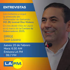 Atentos! 🔔 Jueves 20 de Febero 👇 #EnVivo por LA FM el gobernador General  Juvenal Díaz (99.7 FM).