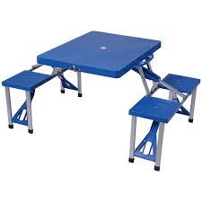 Giantex Portable Folding Picnic Table With Seating For 4 Garden Party Camping Time Design Blue Foldable Picnic Table Outdoor Picnic Tables Picnic Table