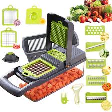 Get food cutter at best price with product specifications. Amazon Com Vegetable Chopper Mandoline Slicer Cutter Chopper And Grater 11 In 1 Vegetable Slicer Potato Onion Chopper Veggie Chopper Dicer With Container Black Kitchen Dining