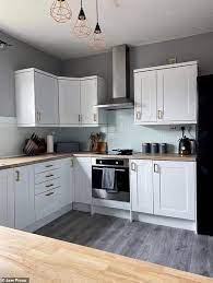 The vapors, spills while… continue reading → Woman Gives Her Dull Kitchen A Sleek Modern Transformation Using Diy Skills Daily Mail Online