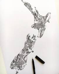 Illustrated Map Of New Zealand A3 Unique Map Illustration Print Nz Souvenir Drawing Unique Decor Wall Art Kiwi Penguin Kakapo Tuatara Map Of New Zealand New Zealand Tattoo Map Artwork
