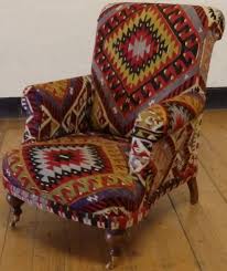 Fresh Out Of The Workshop High Backed Armchair Upholstered In Vintage Anatolian Kilim Kilim Armchair Rustic Bathroom Designs Furniture Furniture Finishes