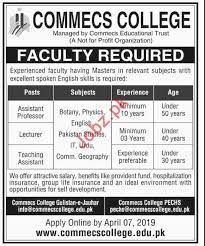 Commecs College Professor Jobs 2019 2021 Job Advertisement Pakistan
