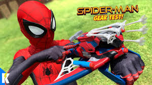 His webshooters are under the suit now but otherwise great edit. Spider Man Far From Home Movie Web Shooters Gear Test Obstacle Course Kidcity Youtube