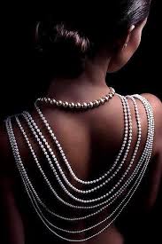 Black And White Jewelry Photography Pin By Morgan Mathieu On The Wedding Journal Back Jewelry Pearls Pearl And Lace