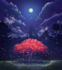 Red Leafed Tree Illustration Cherry Blossom 720p Wallpaper Hdwallpaper Desktop Ilustracion De Agua Ilustracion De Arbol Arte Anime De Fantasia