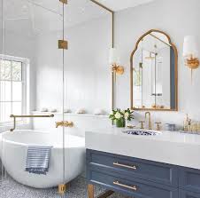 Blue White And Gold Bathroom Bathroom Inspiration Bathrooms Remodel Bathroom Design