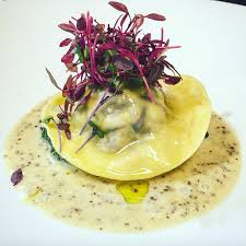 Braised Duck Ravioli Wilted Spinach Whole Grain Mustard Creme Fraiche Sauce Ulus29 Istanbul Braisedduck Duck Braise Creme Fraiche Sauce Gastronomy Food