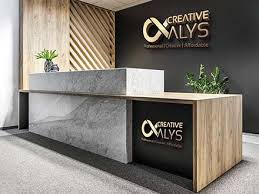 Free Mockup By Creative Alys Which Provides A Highly Realistic Scene With A Professional Looking Re In 2020 Office Reception Doctor Office Design Reception Desk Design