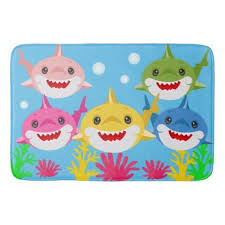 Baby Shark Family Kids Bathroom Bath Mat Shark Kids Bathroom Kids Bathroom Kid Bathroom Decor