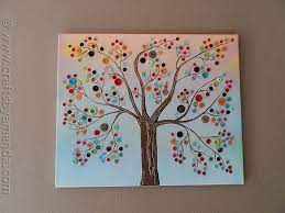Button Crafts Ideas Button Tree Art Button Crafts Canvas Crafts