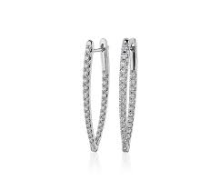 They are crafted from quality 14k white gold. Large Point Diamond Hoop Earrings In 14kt White Gold 3 4 Ct Tw Blue Nile