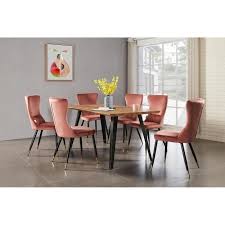 Spécialiste du meuble en bois de qualité depuis 1972, vous trouverez de nombreux modèles de tables à manger de style vintage chez pier import. Table A Manger Vintage Coloris Chene 6 Chaises En Velours Rose Style Scandinave Cdiscount Maison
