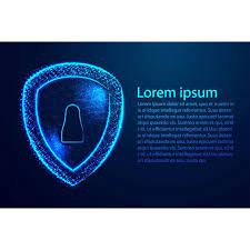 الأمن السيبراني مفهوم الدرع مع أيقونة ثقب المفتاح الأسلاك مجردة cyber security cyber lorem ipsum