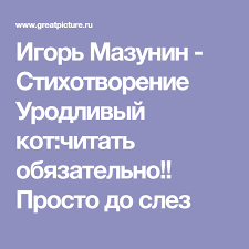 urodlivyj kot stihotvorenie prosto do slez chitat obyazatelno slezy pravila otnoshenij stihotvorenie