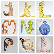 Hand Painted Children S Animal Alphabet Name Art Etsy Animal Alphabet Name Art Animal Illustration