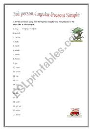 English Worksheets Third Person Singular Present Simple