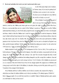 Malala yousafzai was only ten years old when the taliban took control of her region. Malala Yousafzai Esl Worksheet By Slivia7933