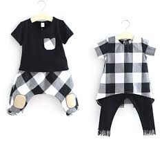 Matching Twin Baby Brother Sister Boy Girl Black Plaid Casual Tops Pants Outfits Twinning Matching Baby Outfits Sister Outfits Brother Sister Matching Outfits
