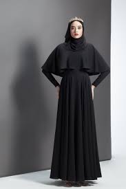 Black Abaya Monique Chiffon Cape Effect Dress Annalinar Modest Wear Model Baju Wanita Gaun Perempuan Model Pakaian Wanita