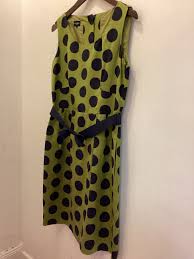 Hobbs London Green Blue Polka Dot Silk Blend Pencil