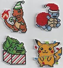 Aida, white, 14 count 37 x 48 stitches size: Pokemon Christmas Ornaments Color Opt A Pokemon Cross Stitch Pokemon Cross Stitch Patterns Cross Stitch Patterns Christmas