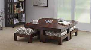 Tripod table in walnut end accent nesting tables for a living room set of three. Kivaha 4 Seater Coffee Table Set Urban Ladder