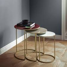 Enamel Round Nesting Tables Set Of 3 Nesting Tables Coffee Table Side Table