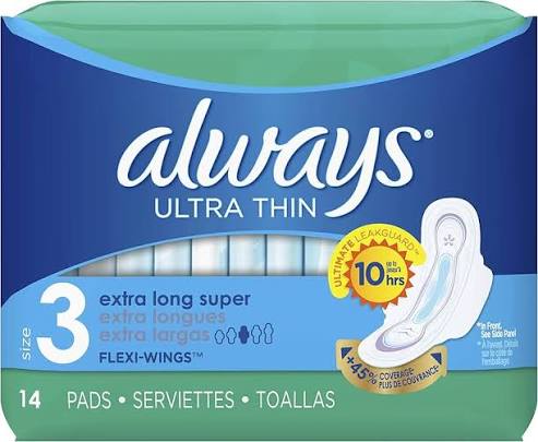 Amazon.com: Always Ultra Thin Pads Size 3, Extra Long, Super Absorbency  With Wings, Unscented : Health & Household