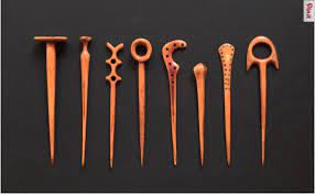 Africa Mangbetu People Dr Of Congo 8 Ivory Hairpins Incan Art Hair Ornaments Wood Jewelery