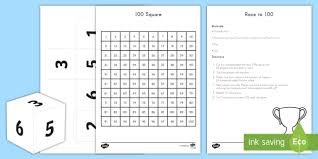 Race To 100 Game 100th Day Of School Usa Math Ks1