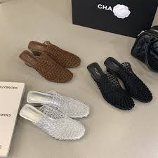TT Dệt Mules Nữ Nêm Gót Dép Thoáng Khí Đế Dày Lười Dép Dép | Shopee Việt Nam