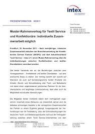 Unser muster sieht daher einen. Muster Rahmenvertrag Fur Textil Service Und Konfektionare Intex Ev