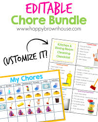 Editable Chore Chart For Kids Happy Brown House