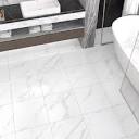 WESTICK White Marble Peel and Stick Floor Tile Bathroom Vinyl ...