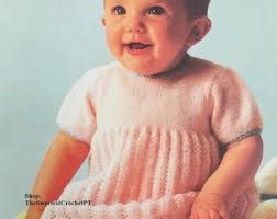 Baby Girls Summer Dress Lacy Diamond Design Short Sleeve PDF Knitting  Pattern DK ( 8 Ply ) 18