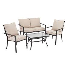 Mainstays Richmond Hills 4 Piece Patio Loveseat Set With Gray Cushions Walmart Com Patio Loveseat Grey Cushions Love Seat