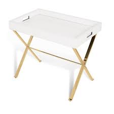 Vivienne White Gold Tray Table Tray Table Brass Tray Table Indoor Furniture