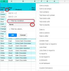 Filter By Condition In Google Sheets And Work With Filters