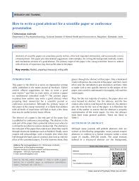 This type of abstract is usually very short informative abstract. How To Write A Good Abstract For A Scientific Paper Or Conference