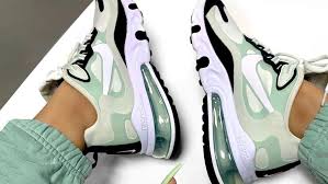 Air Max 270 React Black And White On Feet Nike Air Max 270 React Pistachio Frost Green Laser Crimson In 2020 Air Max 270 Nike Air Max Air Max Sneakers
