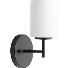 4.8 out of 5 stars. Progress Lighting Replay Collection 1 Light Black Bath Sconce With Frosted Glass Shade Bathroom Wall Sconces Black Sconces Indoor Wall Sconces