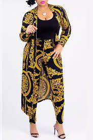 Lovely Casual Printed Golden Two Piece Pants Set