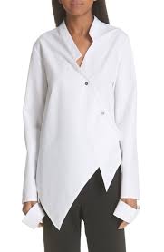 Ji Oh Asymmetrical Button Front Shirt Nordstrom In 2020 Women Shirt Design French Shirts Womens Shirts