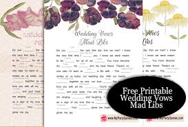 Now includes other fun games! Free Printable Wedding Vows Mad Libs For Bridal Shower