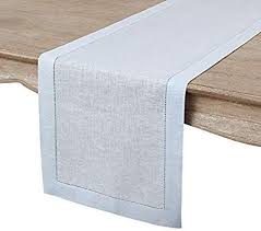 Amazon Com Solino Home Hemstitch Linen Table Runner 14 X 60 Inch Handcrafted From European Flax Ma Linen Table Runner Table Flower Arrangements Pure Linen