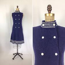 Curbside pickup · free returns · premium brands · exclusive brands Vintage 60s Knit Dress Vintage Navy White Boucher Knit Sailor Dress 1960s Miss Marco Sweater Dress By Beeandmason From Bee Mason Of Portand Or Attic