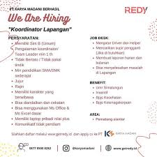Saat ini pt surya madistrindo sedang membuka lowongan kerja untuk menempati posisi. Pt Karya Madani Berhasil