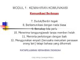 Model konseptual kemahiran insaniah & perkaitannya dengan falsafah pendidikan kebangsaan 3.0. Modul 1 Kemahiran Komunikasi Kebolehan Memindahkan Maklumat Perasaan