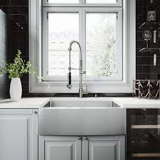 Kraus kore workstation farmhouse apron stainless steel kitchen sink. Vigo All In One Farmhouse Stainless Steel 30 In 0 Hole Single Bowl Kitchen Sink Set With Pull Down Faucet In Stainless Steel Vg15275 The Home Depot